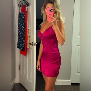 Blue Blush Pink Satin Dress